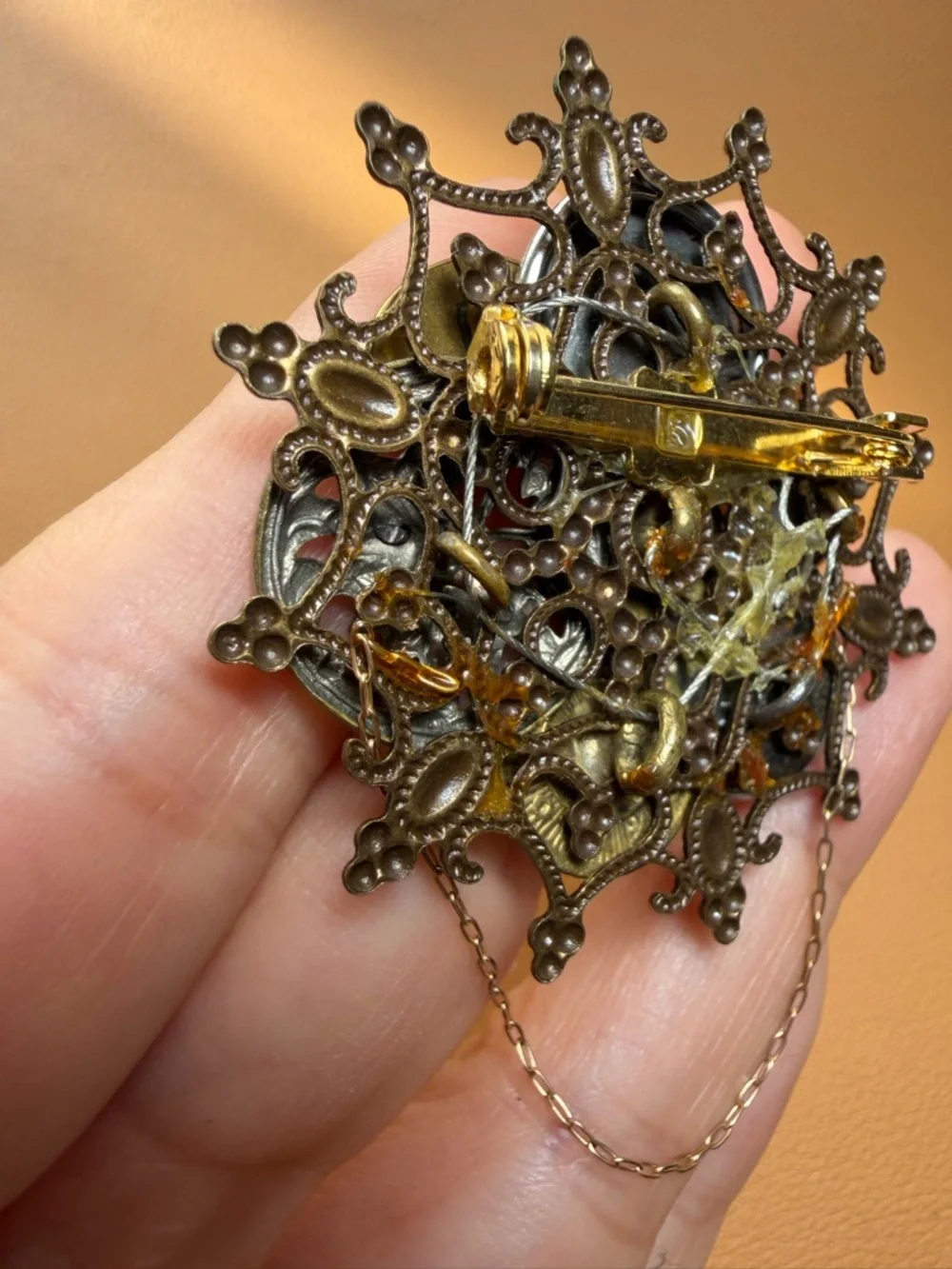 Handmade Vintage Button Collage Brooch – Steampunk Victorian Style - Picture 6 of 12